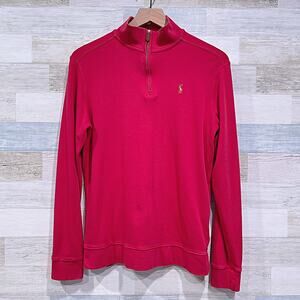 POLO Ralph Lauren Half Zip Sweater Red Lightweight Cotton Casual Boys XL 18 20